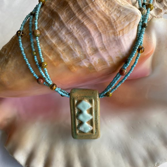 Handmade Ceramic Pendant Necklace - Picture 1 of 2